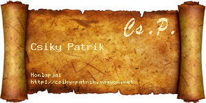 Csiky Patrik névjegykártya